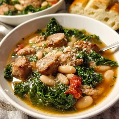 Kale Turkey Sausage White Bean Soup