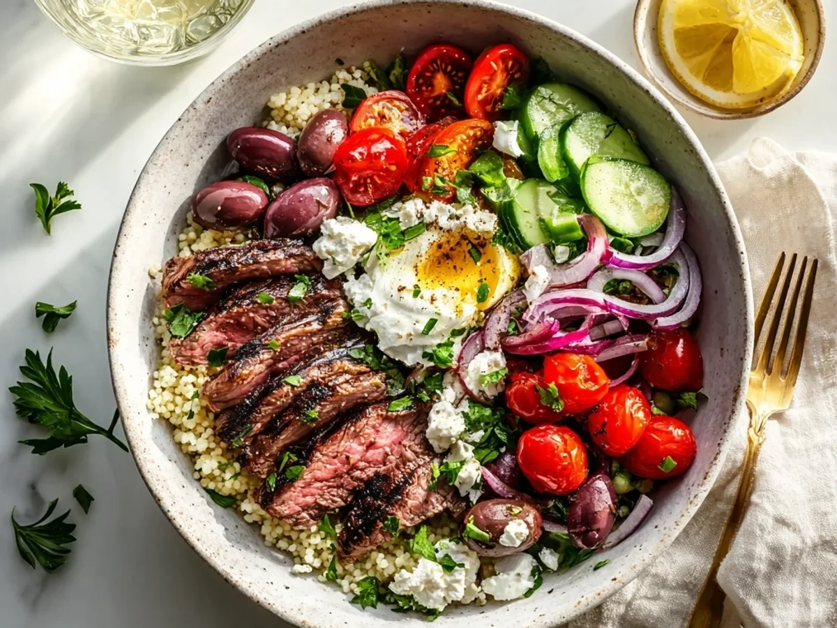 Mediterranean Steak Bowl Recipe: Zesty Weeknight Delight - Featured Image