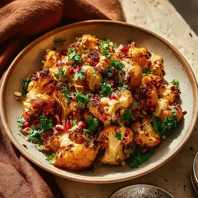 Moroccan Cauliflower with Tahini Honey: Roasted Delight