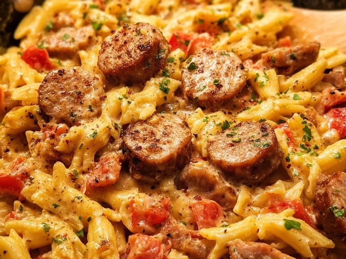 One Pot Creamy Cajun Turkey Sausage Pasta - Featured Image