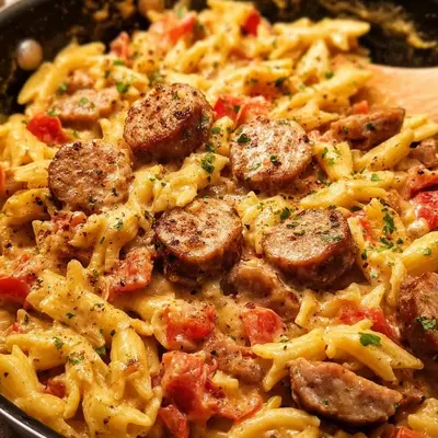 One Pot Creamy Cajun Turkey Sausage Pasta