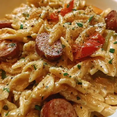 One-Pot Creamy Spicy Cajun Turkey Sausage Pasta