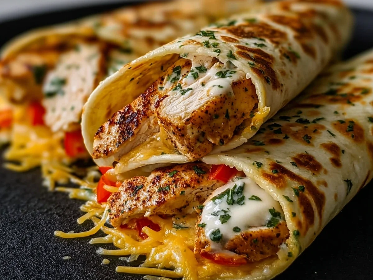 Quick Low Carb Cheesy Garlic Chicken Wraps - Featured Image