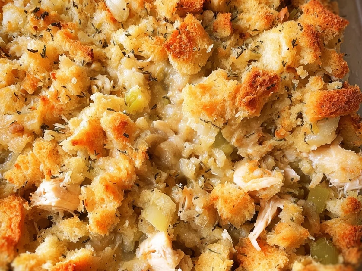 Quick Rotisserie Chicken Stuffing Casserole - Featured Image