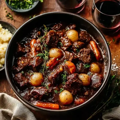 Rustic Beef Bourguignon: A French Countryside Stew