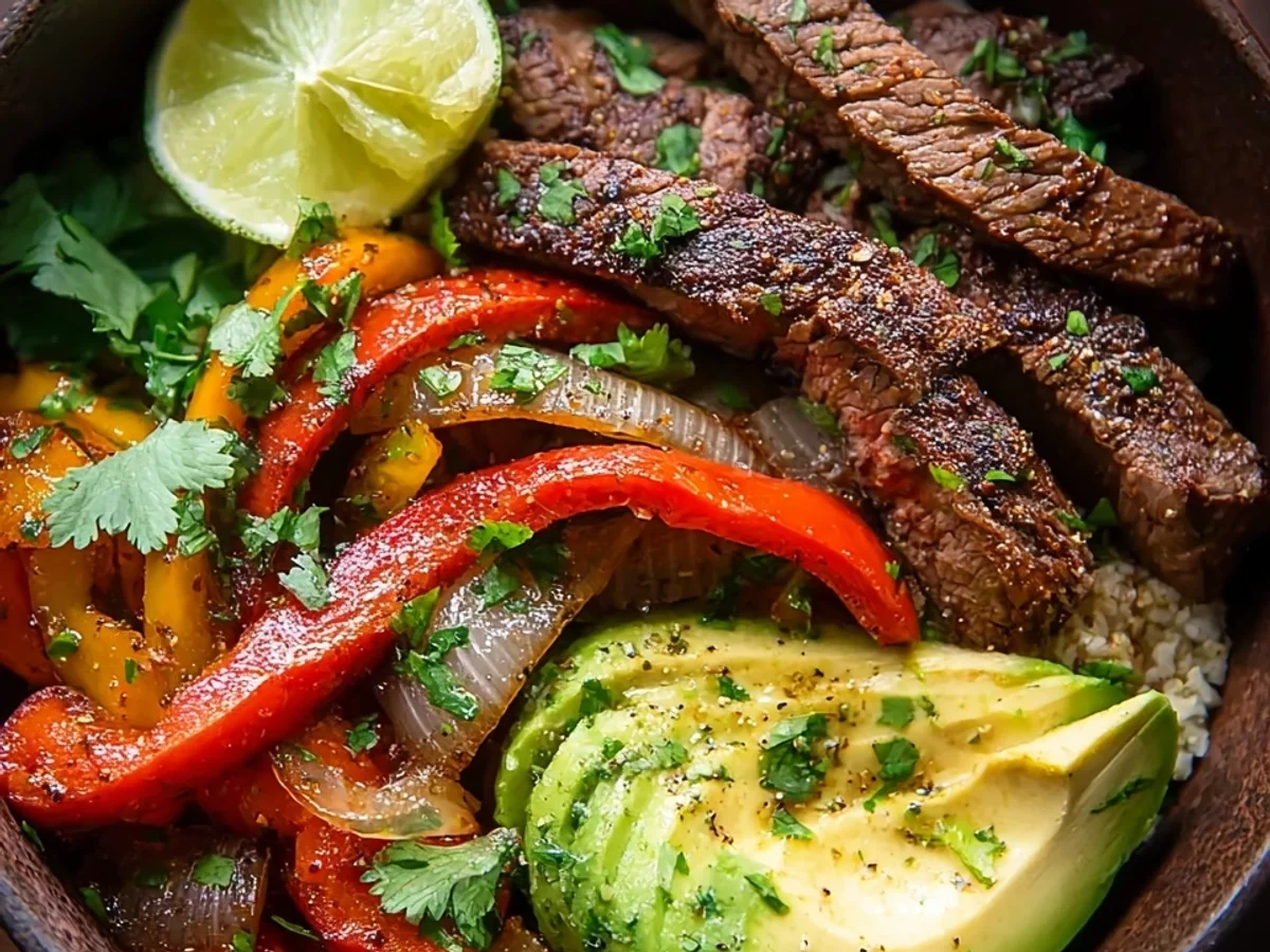 Smoky Low Carb Steak Fajita Bowl: Quick Keto Dinner - Featured Image