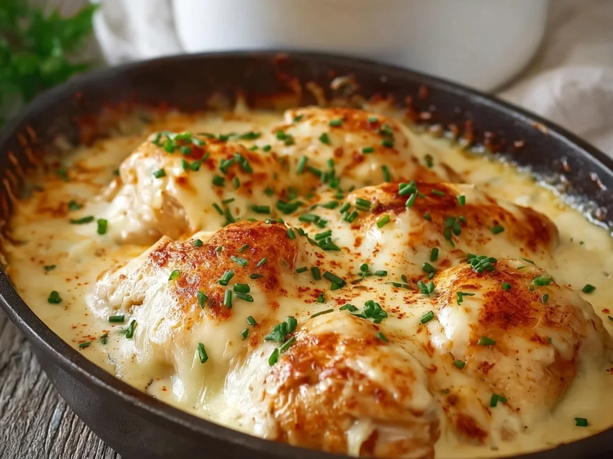 Smothered Cheesy Sour Cream Chicken Recipe - Featured Image