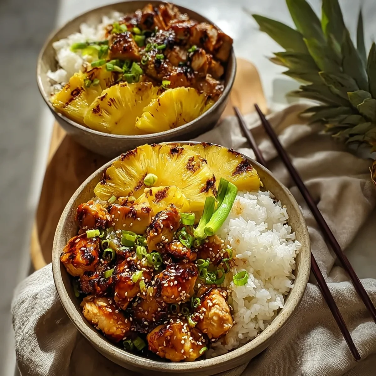 Sweet & Savory Teriyaki Chicken Pineapple Bowls