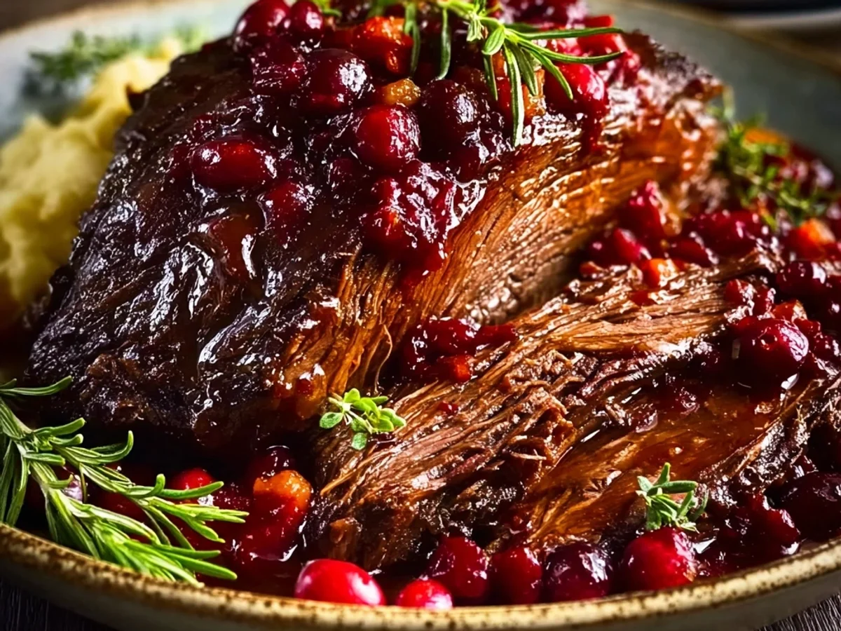 Tender Slow Braised Beef Roast with Cranberry Glaze - Featured Image