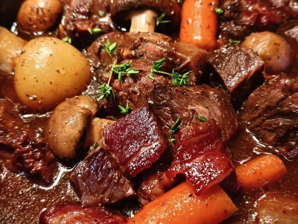 Tender Slow Cooker Beef Bourguignon - Featured Image