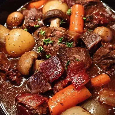 Tender Slow Cooker Beef Bourguignon