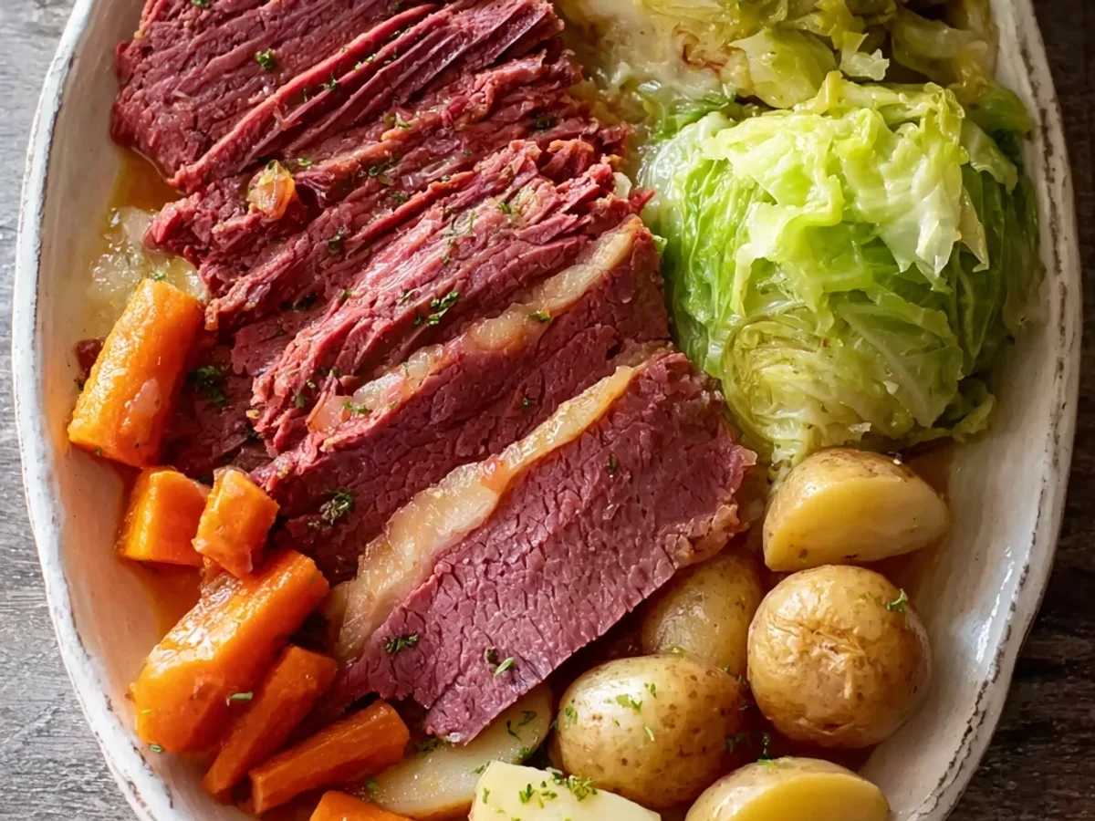 Tender Slow Cooker Corned Beef Recipe - Featured Image