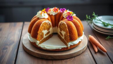 Cheesecake stuffed carrot bundt cake