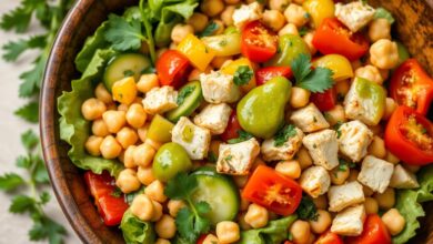 Chickpea-Chicken Salad With Green Harissa Dressing