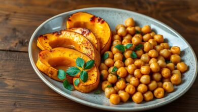 Roasted Honey Nut Squash and Chickpeas With Hot Honey