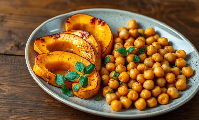 Roasted Honey Nut Squash and Chickpeas With Hot Honey