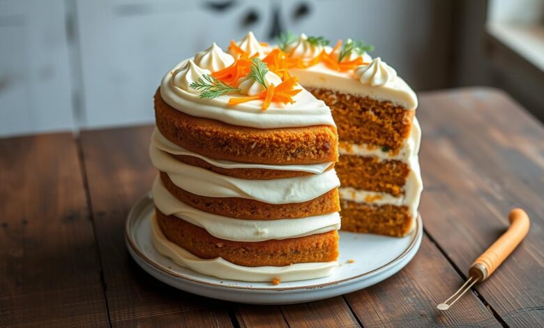 carrots cake with frosting super fluffy.