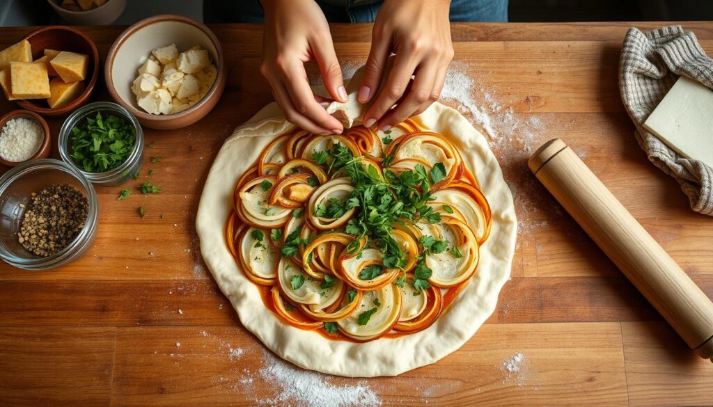 savory galette assembly