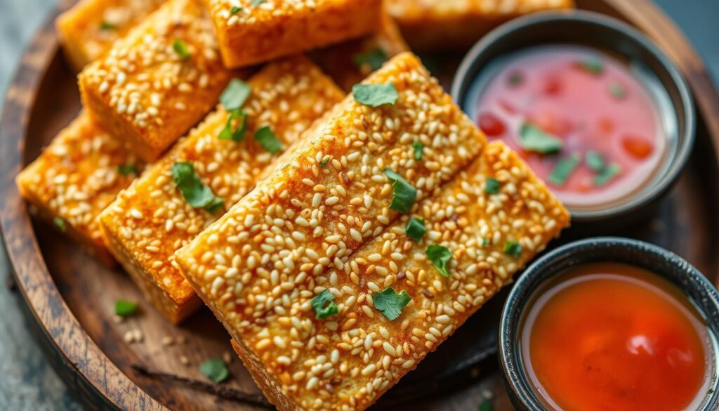 sesame-coated tofu