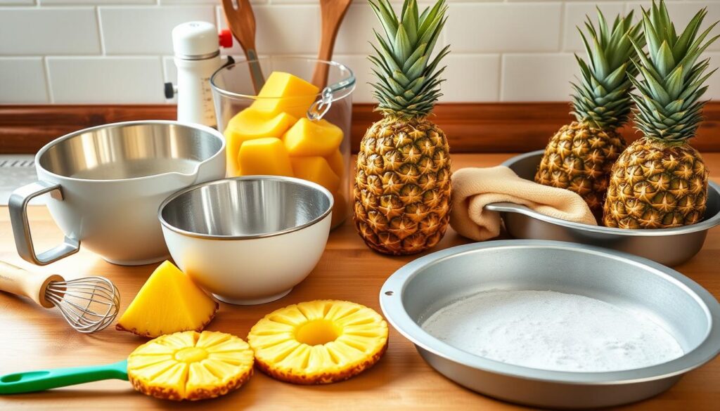 Baking equipment for a pineapple upside-down cake