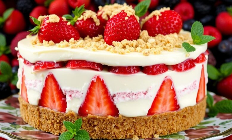 Berrylicious Strawberry Crunch Cheese Cake