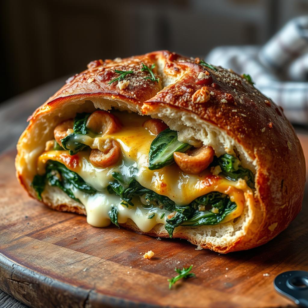 Cheesy Spinach and Artichoke Pull-Apart Sourdough Bread