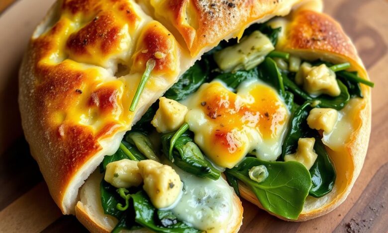 Cheesy Spinach and Artichoke Pull-Apart Sourdough Bread