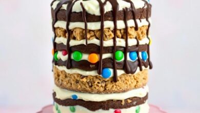 Decadent Chocolate M&M's and Chip Cookie Dough Ice Cream Cake