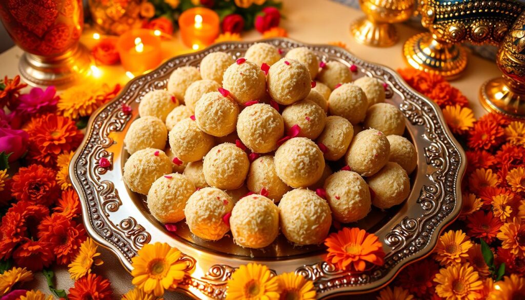 Festive coconut ladoos