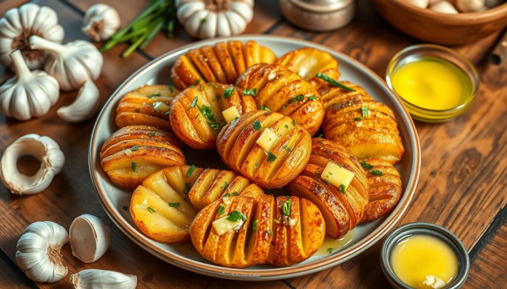 Garlic butter hasselback