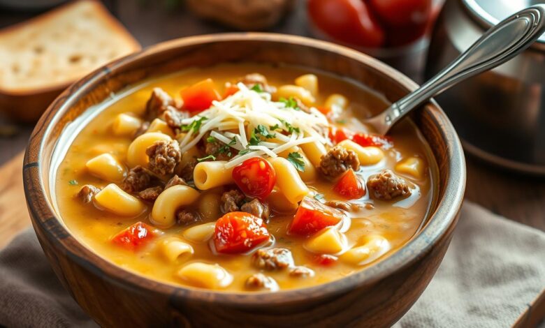 One-Pot Macaroni Cheeseburger Soup (No Velveeta)