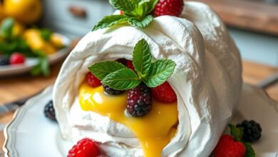 Pavlova Roll with Lemon Curd