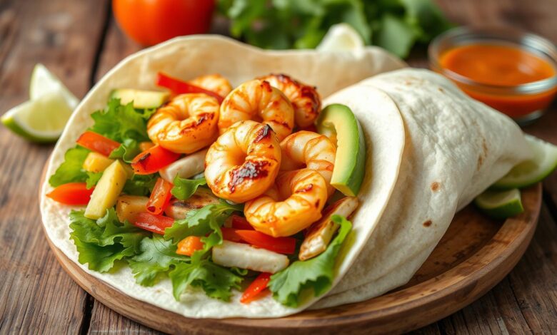 Shrimp and Chicken Veggie Wrap