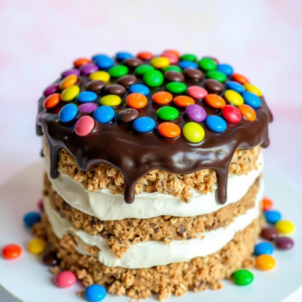 layering m&m's ice cream cake