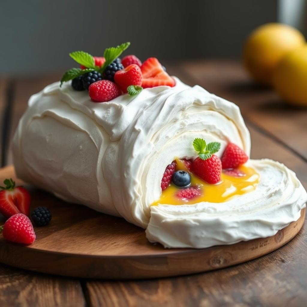 rolled pavlova cake