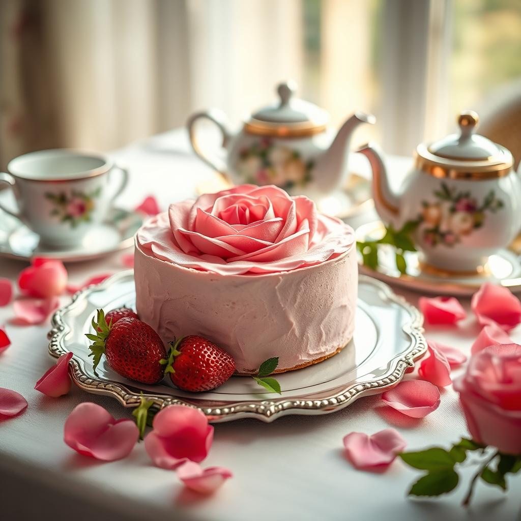 rose milk cake serving