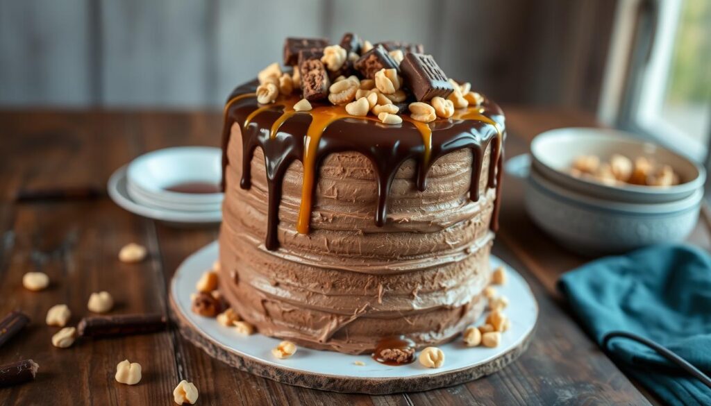 Chocolate Snickers Cake