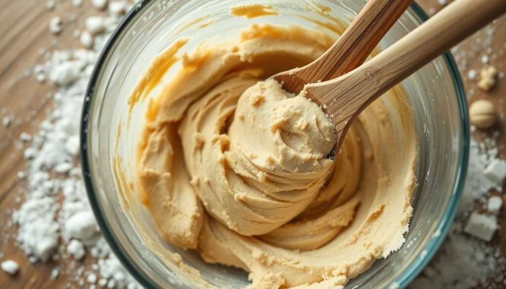 cookie dough mixing