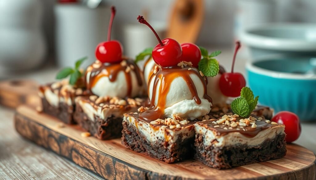 fudgy brownie sundae bars