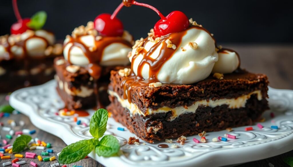 fudgy brownie sundae bars
